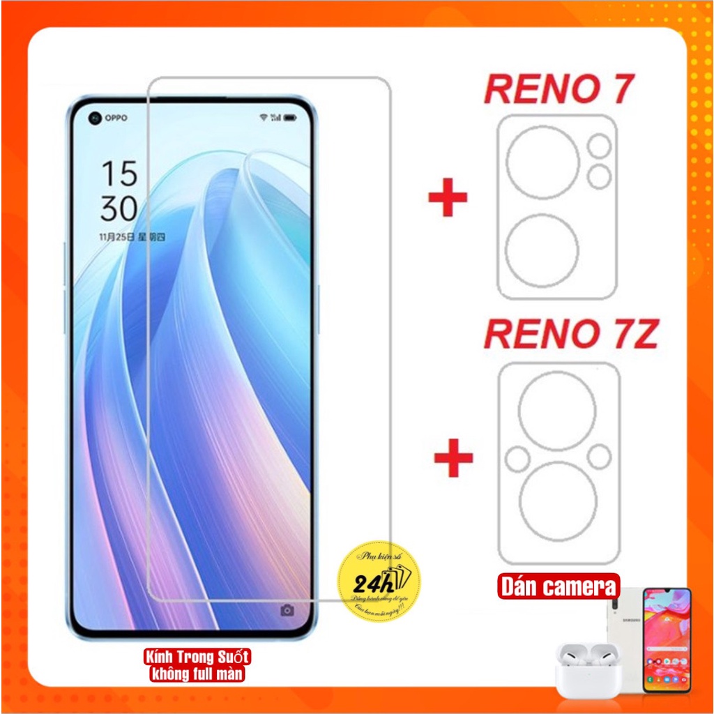 OPPO RENO 7 - RENO 7 Z 5G RENO 8 4G - 5G - RENO 8 Z 5G- Kính Cường Lực trong suốt không Full màn + Dán Camera