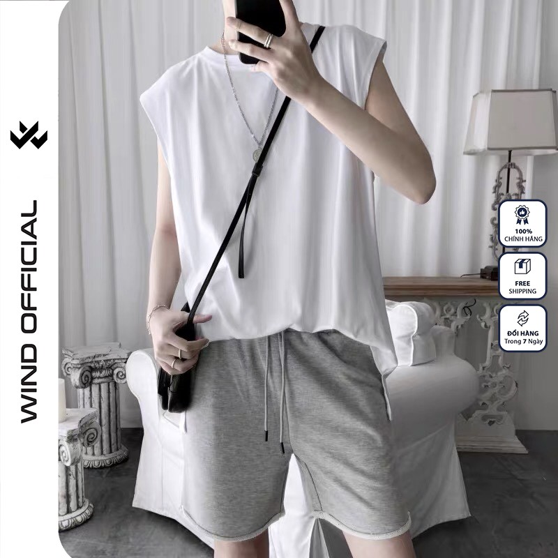 Áo thun ba lỗ WIND unisex form rộng sát nách cotton Trơn thời trang nam nữ oversize