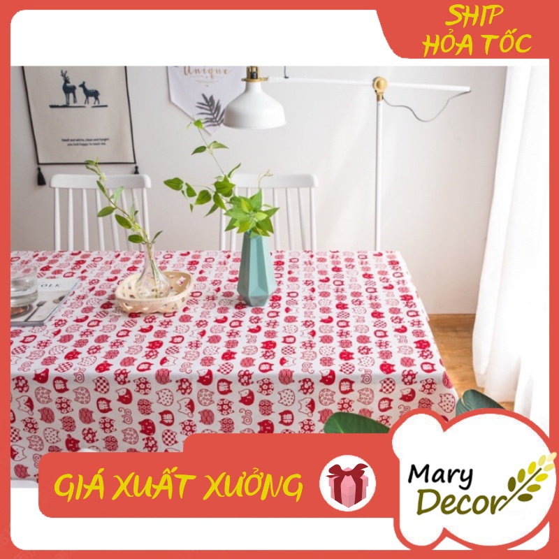 Khăn trải bàn Họa tiết Mèo kitty đỏ viền ren (đủ kích thước) - F07