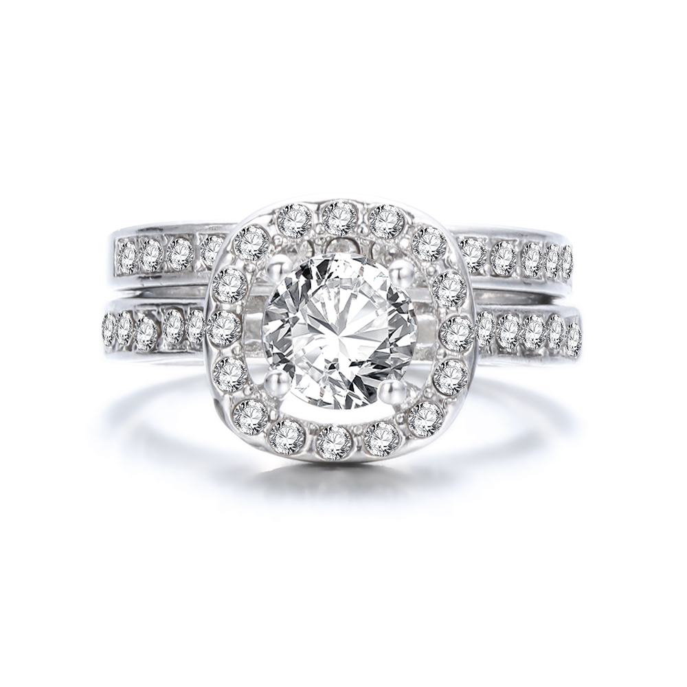 MOILY New White Sapphire Ring Set Jewelry Dazzling Diamond|Wedding Party Fashion Gift Valentine's Day Gift Bride Wedding