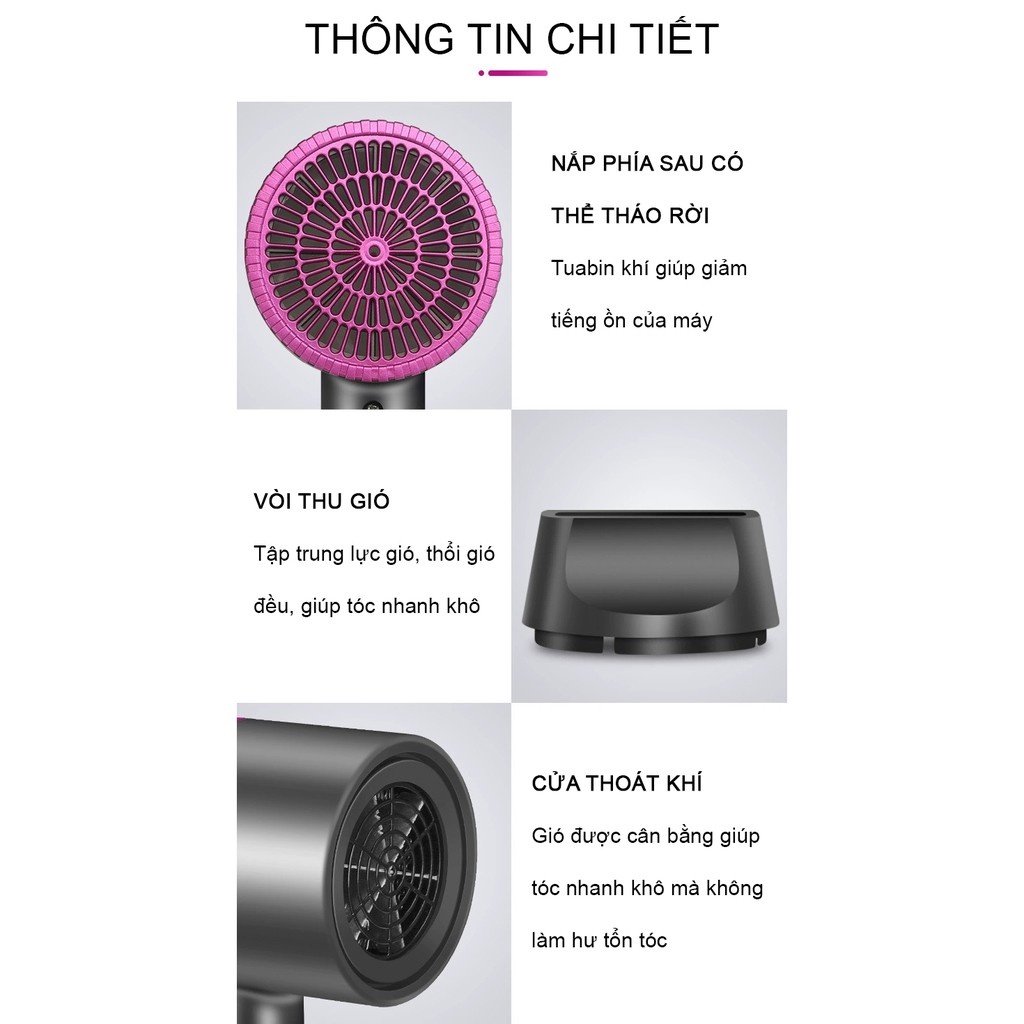 Máy sấy tóc Mini giá rẻ Bedabenc công nghệ ánh sáng xanh bảo vệ tóc, sấy tóc đa năng tạo kiểu tóc chuyên nghiệp