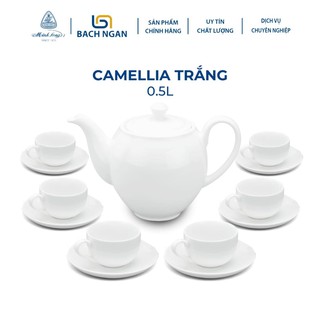 Bộ Ấm Trà 0.5 L - Camellia - Trắng - Gốm sứ cao cấp Minh Long I