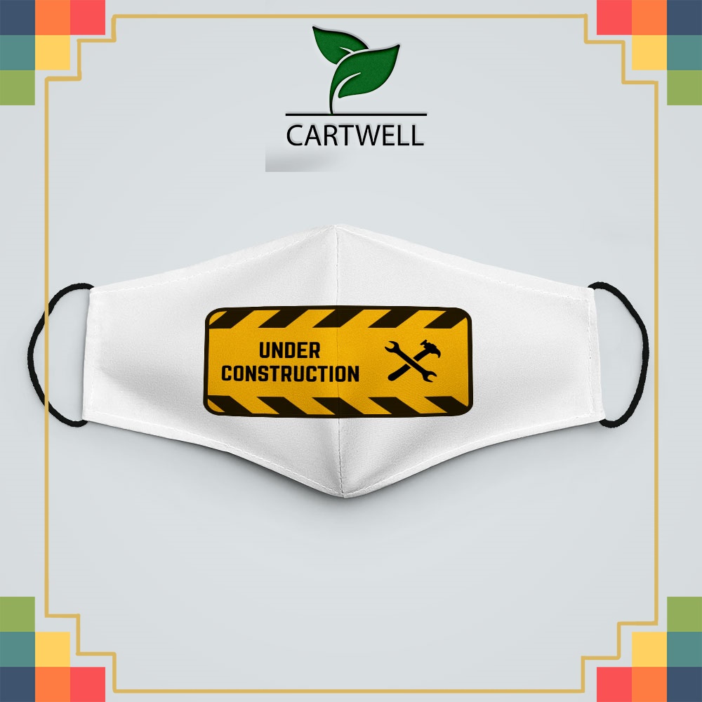 Khẩu trang vải có hình Warning_4024 CARTWELL chất liệu vải dày 2 lớp chống nắng phòng dịch bệnh lọc không khí