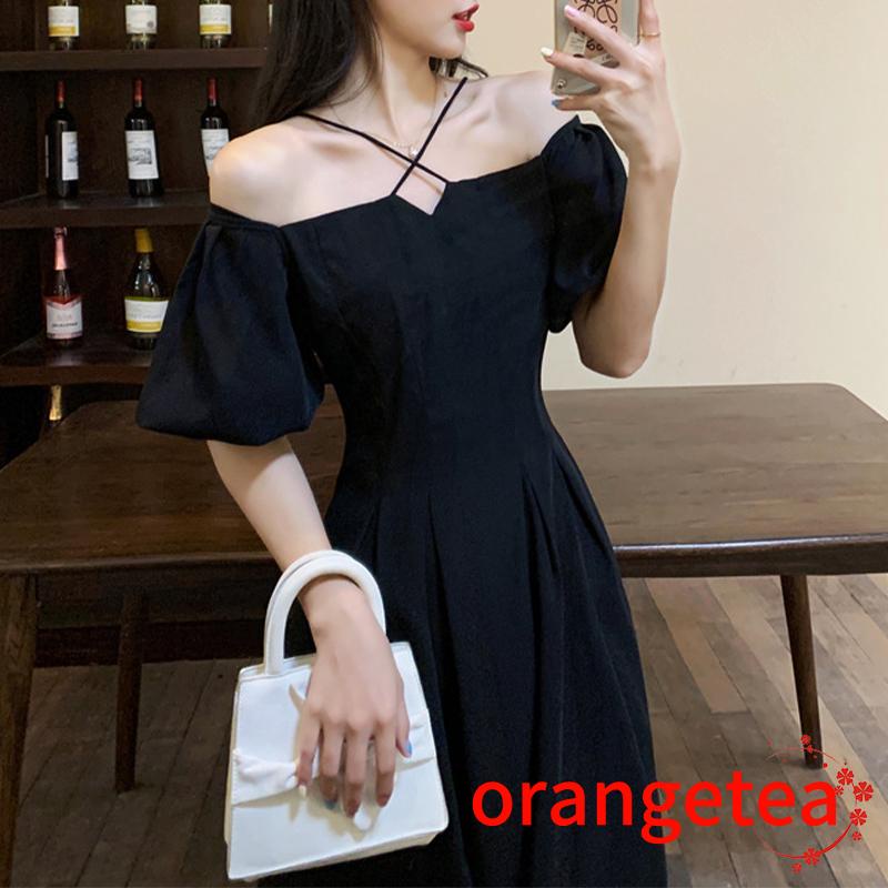 Đầm Midi Tay Ngắn Trễ Vai Thiết Kế Độc Đáo Thời Trang Sang Trọng Cho Nữ