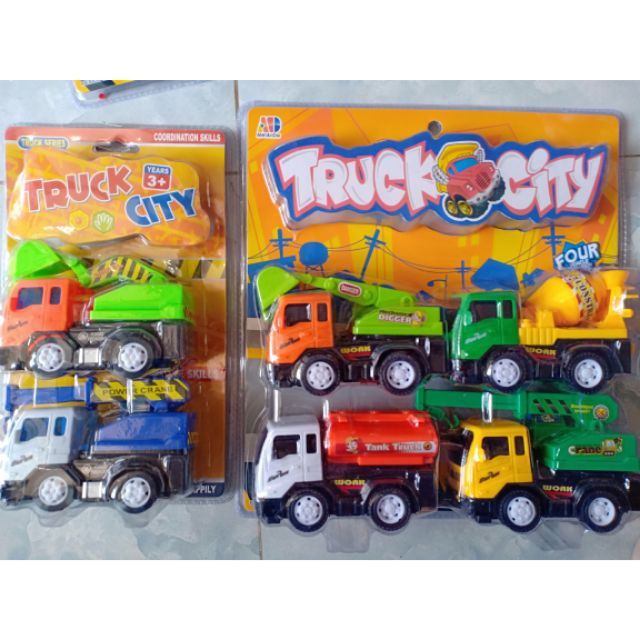 Vỉ 4 xe công trình chạy dây cót, đồ chơi hấp dẫn cho bé