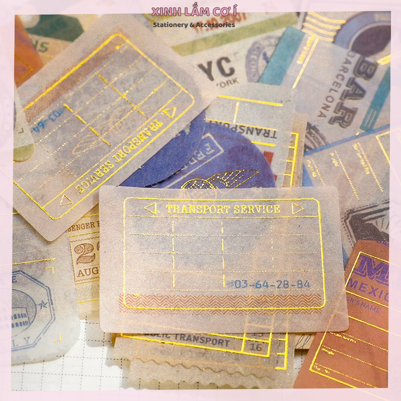 Set 40 Miếng Dán Sticker Vintage Trang Trí Sổ Siêu Ấn Tượng