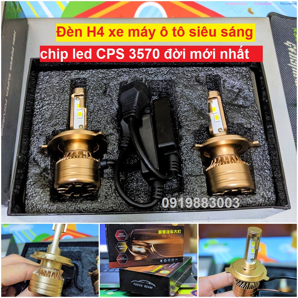 Đèn Led H4 xe máy ô tô siêu sáng CSP 3570 - 9000 lumen - 6500k