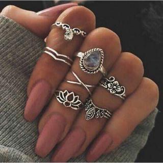 7pcs/set Fashion Vintage Silver Gold plated Knuckle Nail Midi Ring 1468