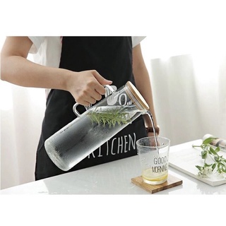 Bình nước detox, bình trà thuỷ tinh nắp gỗ, nắp inox 1000ml- 1500ml-1800ml, ly/ cốc thuỷ tinh