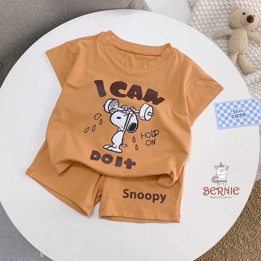 Bộ cotton mềm mát unisex cho bé, bộ thun cộc tay vải cotton mềm đẹp