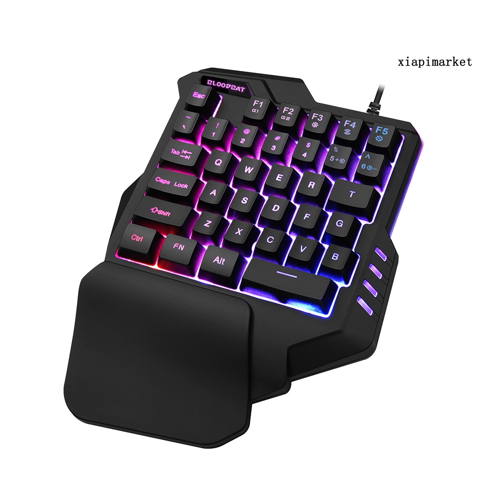 LOP_Wired Ergonomic Single Hand USB LED Backlit Mechanical Feel Gaming Keyboard