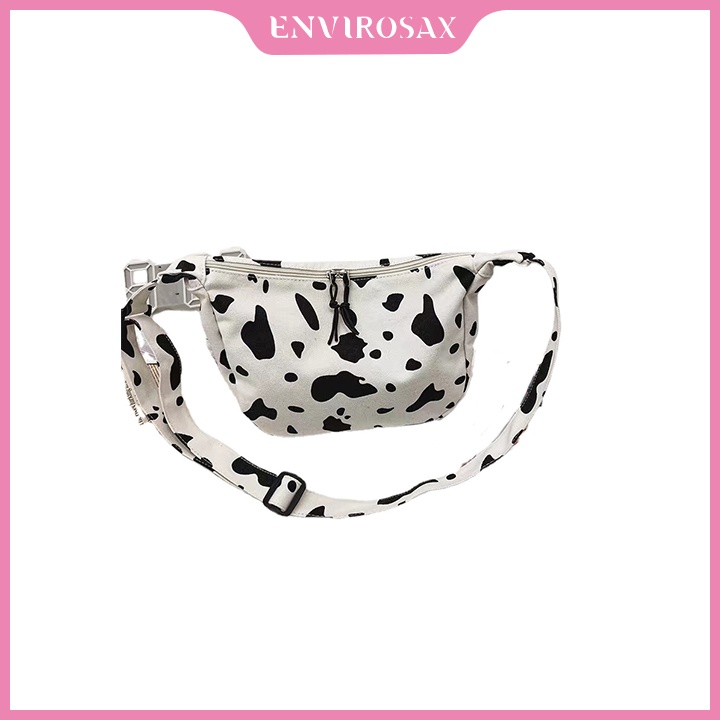 Túi ENVIROSAX đeo vai vải canvas cỡ lớn họa tiết bò sữa phong cách harajuku nhật bản thời trang cho nữ