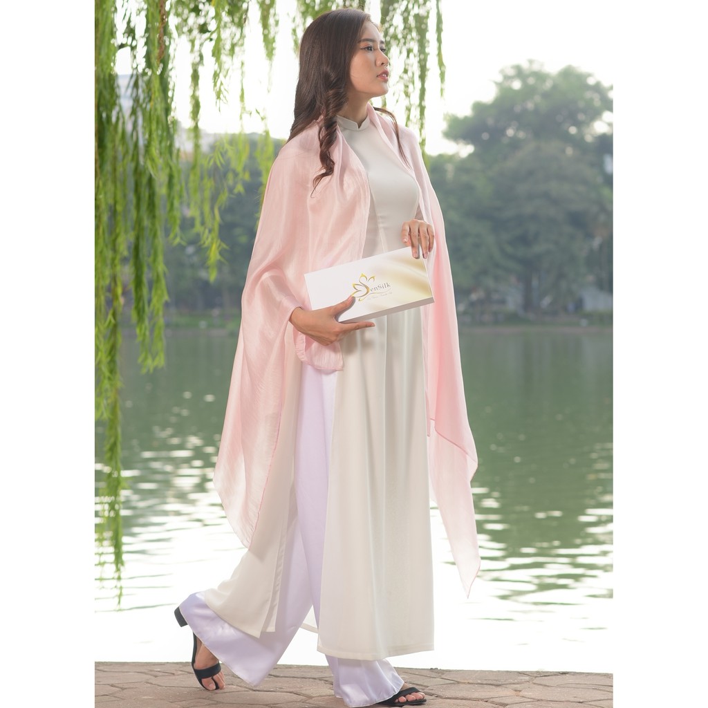 Khăn Choàng Cổ Lụa SenSilk Hồng Phấn - Quà Việt Nam