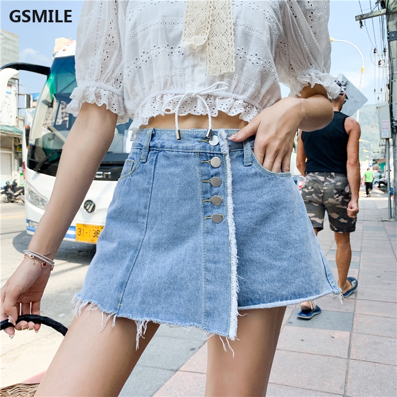 Quần short denim lưng cao kiểu dáng Hàn Quốc | BigBuy360 - bigbuy360.vn