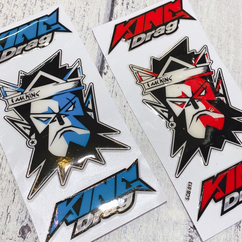 Tem nổi dán trang trí xe hình khỉ giận dữ King Drag kèm chữ