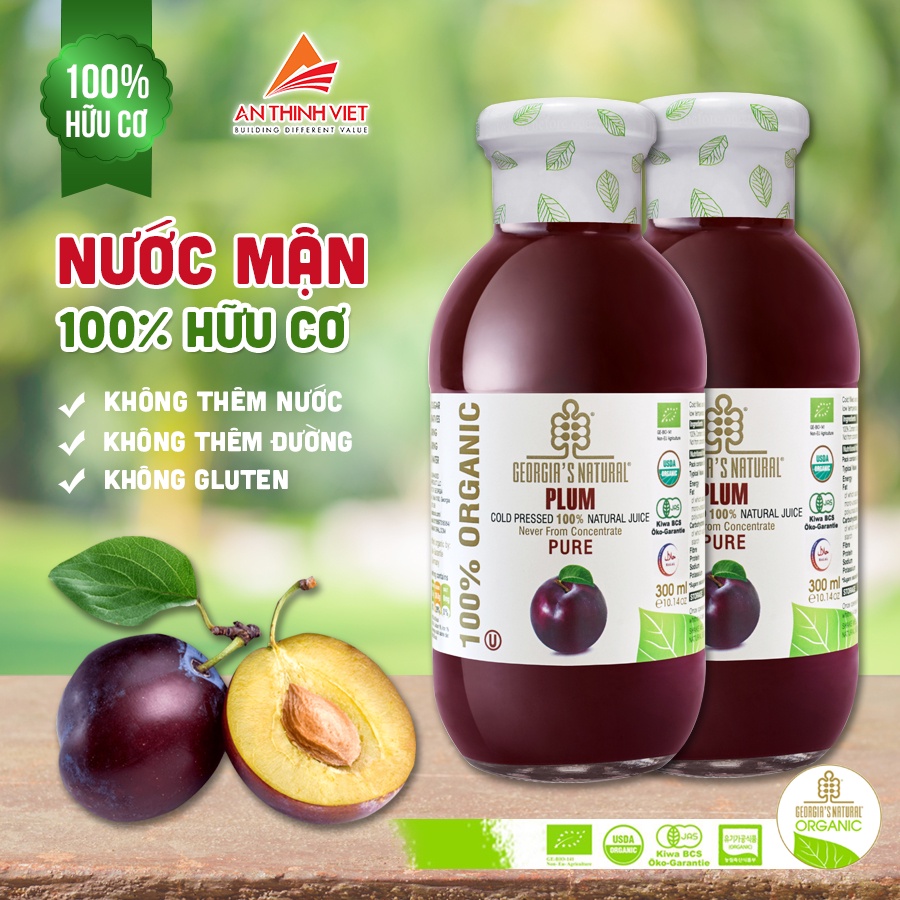 Nước Ép Lạnh 100% Hữu Cơ Mận Tự Nhiên Georgia's Natural - ORGANIC Cold Pressed Natural Pure Plum Juice - 300ml