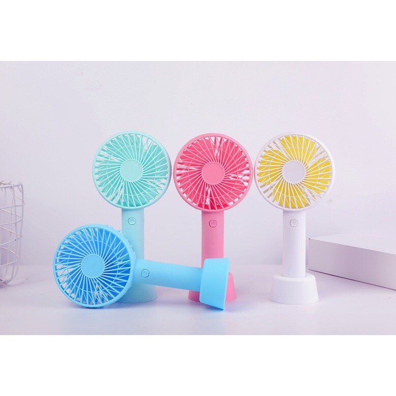 Quạt Cầm Tay Mini Tích Điện 4 Cánh 3 Chế Độ Gió