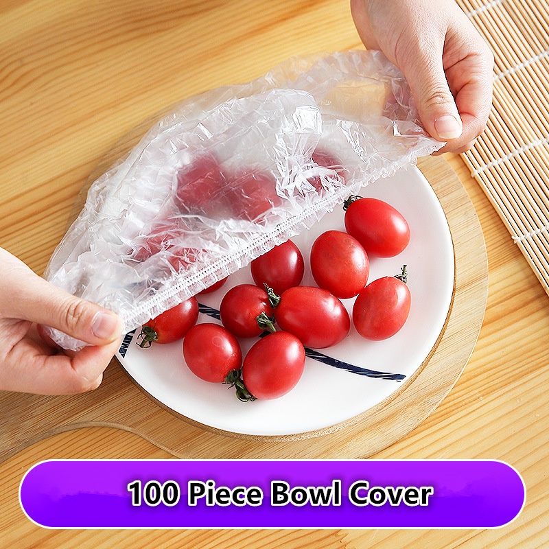 Set 100 Vỏ Bọc Bảo Quản Thực Phẩm Bằng Nhựa Co Giãn Sử Dụng Một Lần