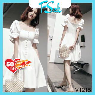 Đầm nữ thời trang cúc dài v1215