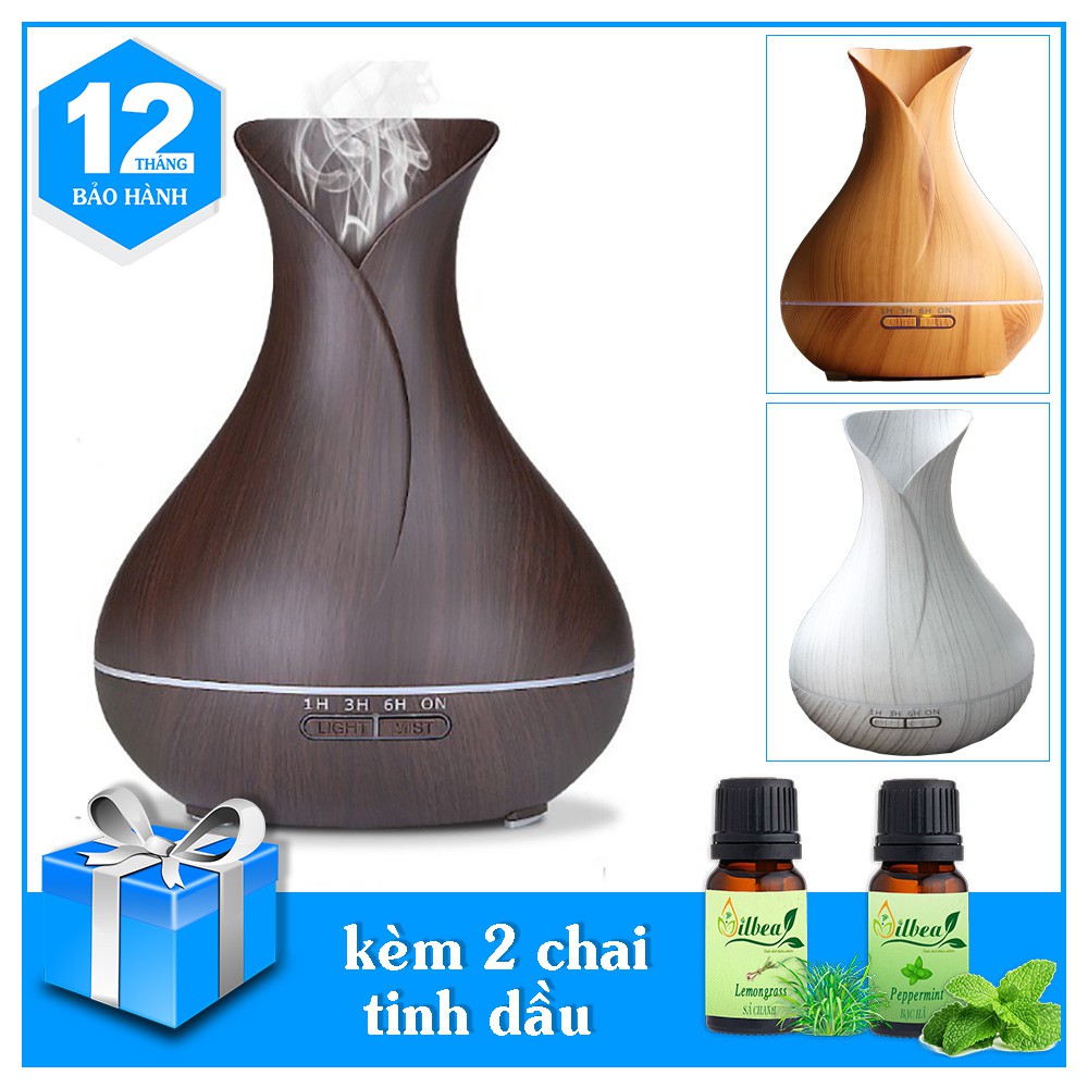 Máy xông tinh dầu phun sương Tulip kèm 2 tinh dầu sả chanh 10ml và bạc hà 10ml