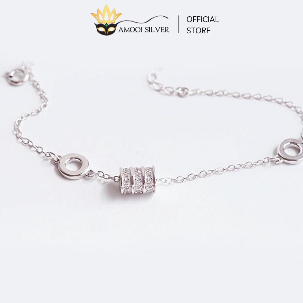 Lắc Chân Bạc Cao Cấp S925 Mẫu Hình Khối Nạm Đá Sang Trọng - Amooi Silver AC07