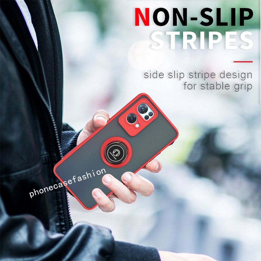 Ốp Điện Thoại TPU Cứng Mặt Nhám Chống Sốc Kèm Móc Xỏ Ngón Kim Loại Cho OPPO Reno 7 7Z Pro reno7 reno7Z 5G