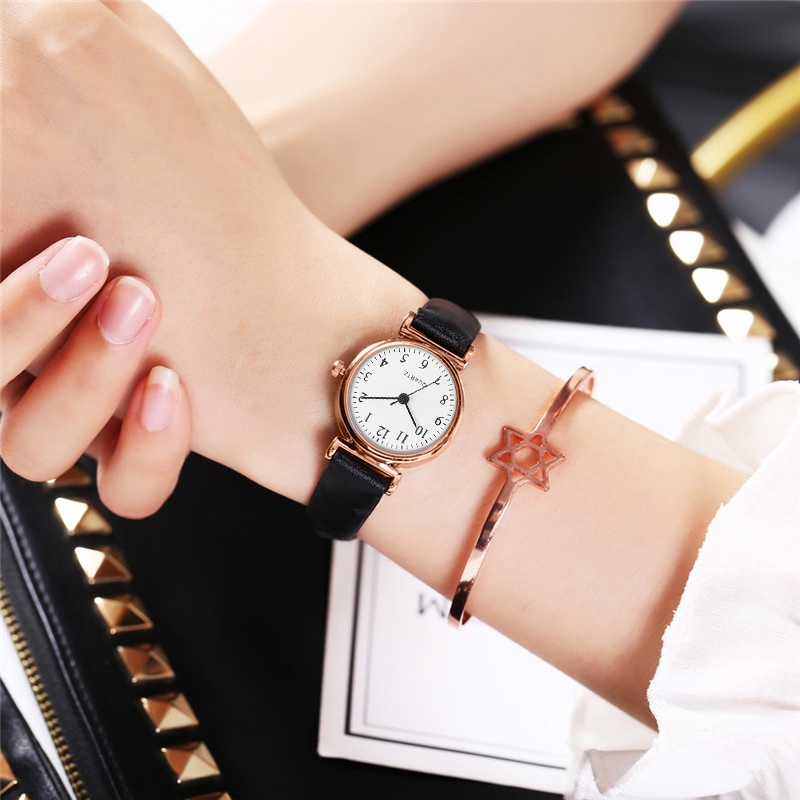 Đồng hồ quartz nữ mặt tròn dây da thiết kế thời trang | WebRaoVat - webraovat.net.vn