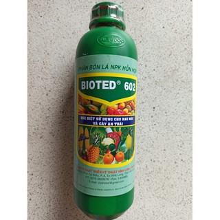 Phân bón lá BIOTED 602 - Chuyên rau màu và cây ăn trái - Chai 1 lít