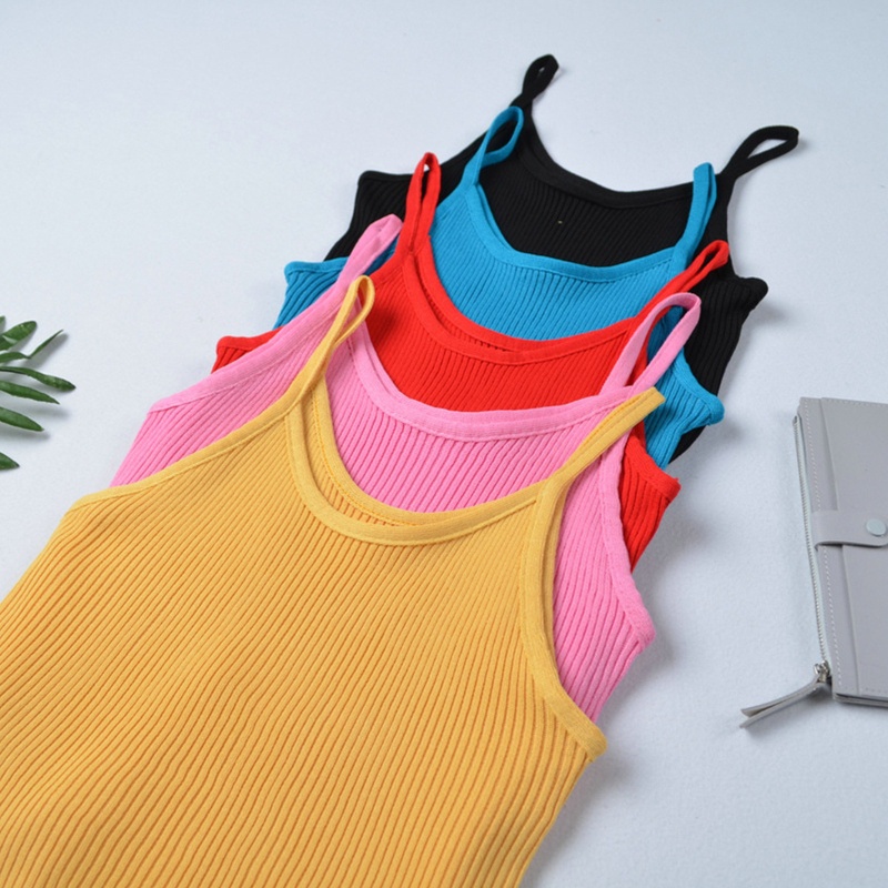 Áo Croptop Dệt Kim Sát Nách Kiểu Dáng Đơn Giản Dễ Phối Đồ Dành Cho Nữ