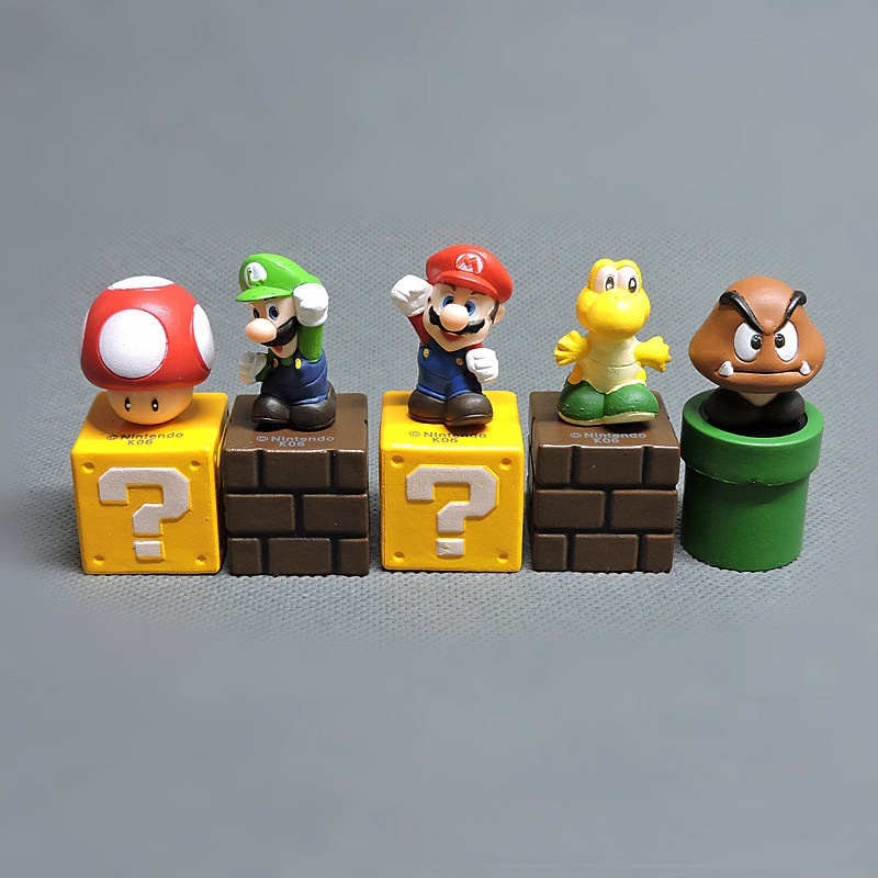 Set 5 mô hình đồ chơi nhân vật game Super Mario bằng nhựa PVC