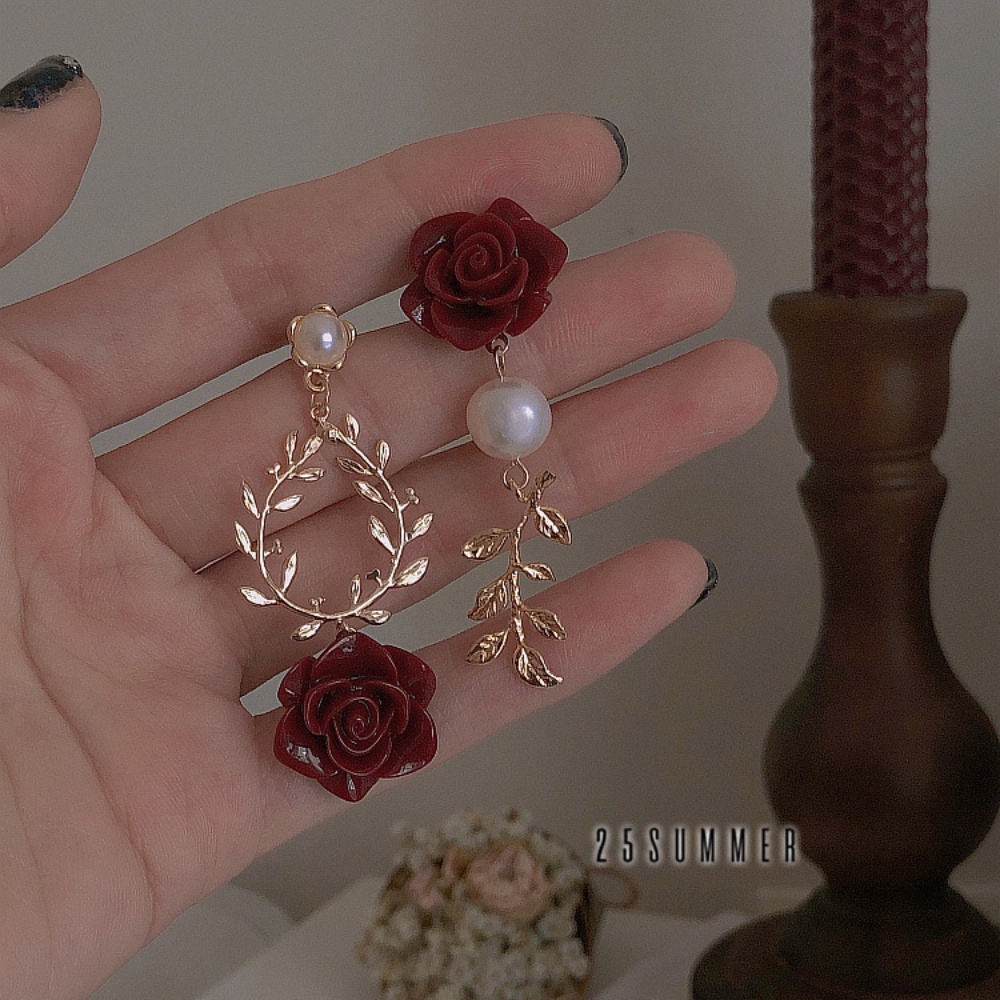 Bông Tai Đính Nơ Nhung Đỏ Phong Cách Hàn Quốc Thời Trang Cho Nữ