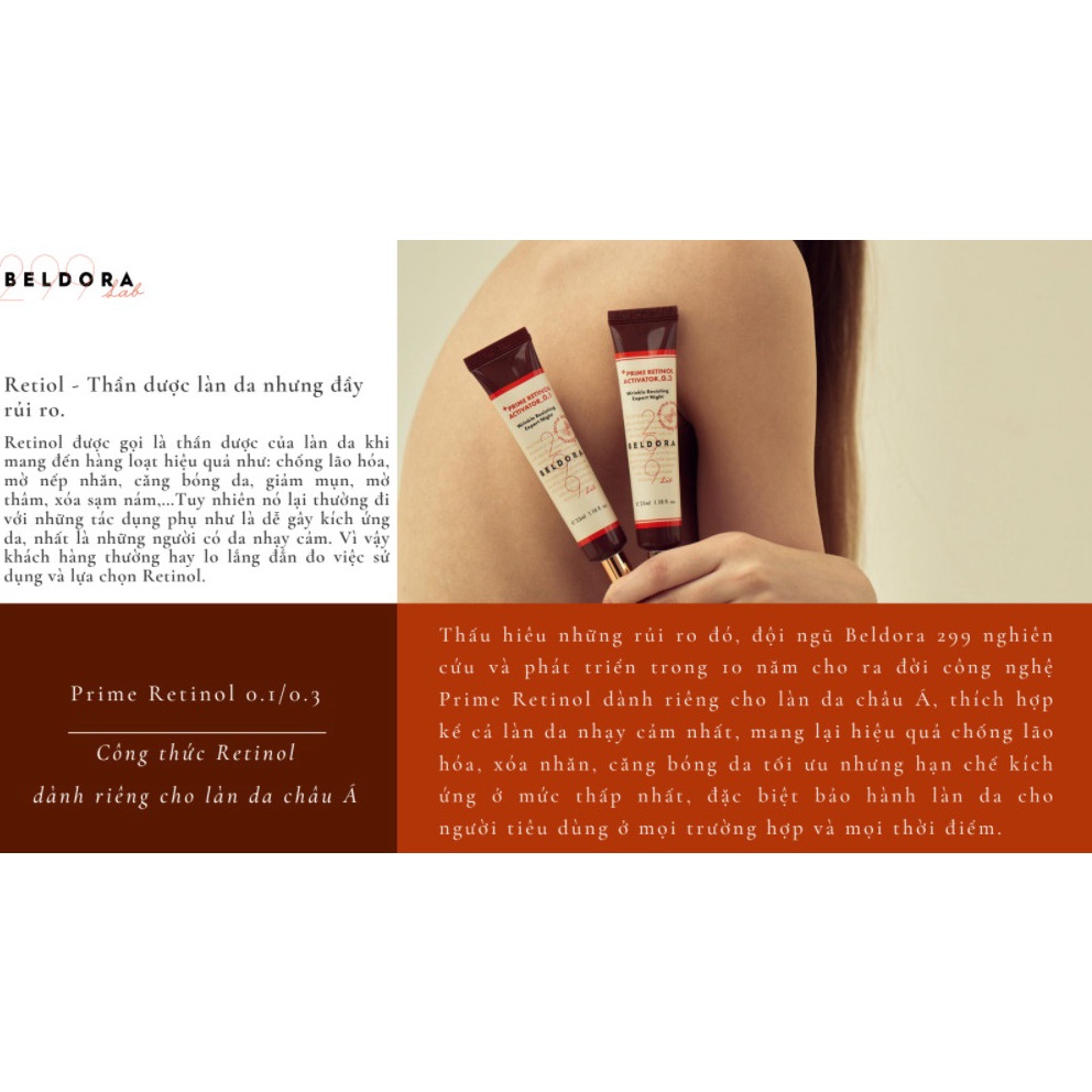 Kem Dưỡng Retinol Trẻ Hóa Da, Ngăn Ngừa Nếp Nhăn Beldora 299 Prime Retinol Activator 0.1 35ml