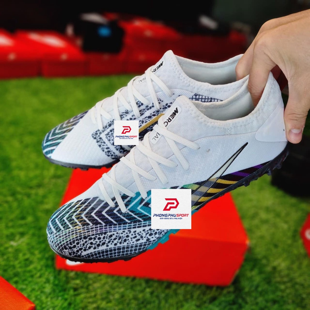 Giày Bóng Đá Mercurial Vapor 13 Pro Xanh Vạch Trắng TF