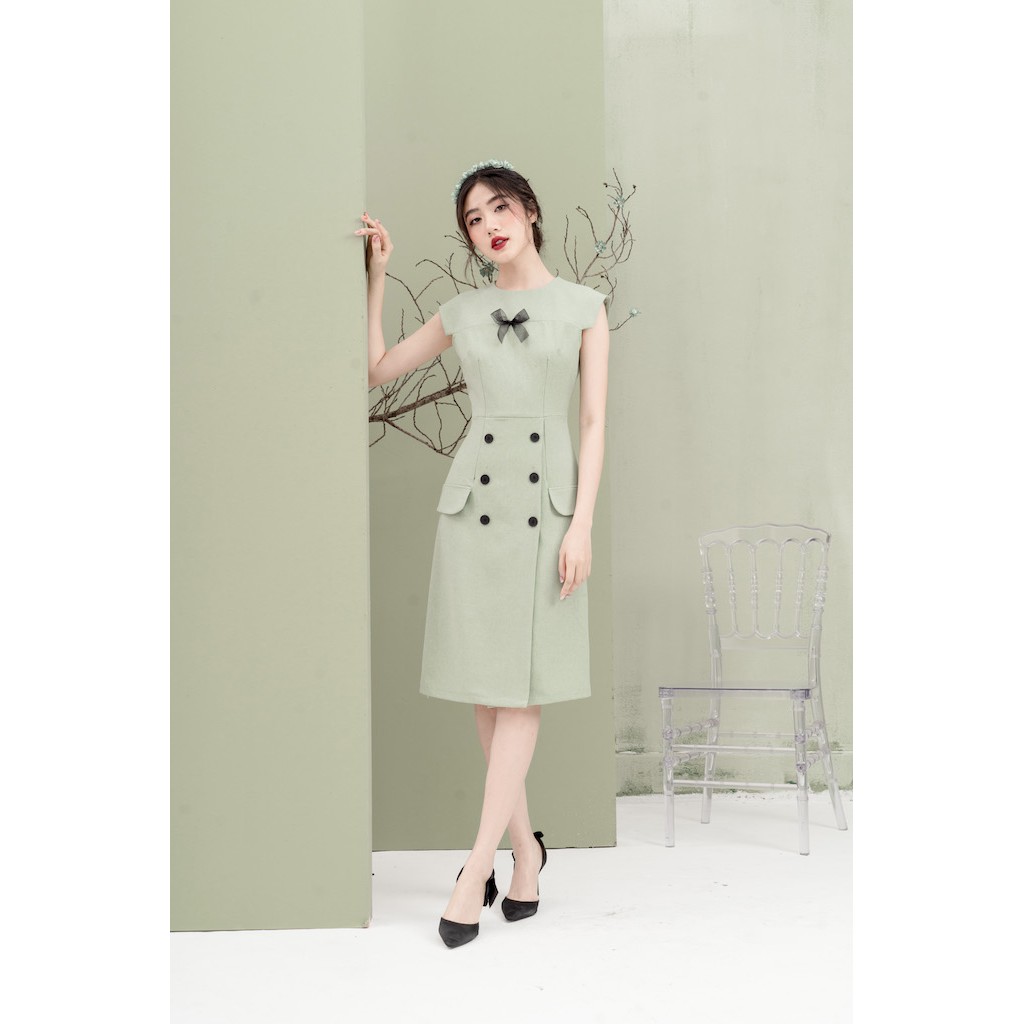 [Mã FAMALLT5 giảm 15% đơn 150k] RẬP - Đầm Xanh Tay Lững Đính Ruy Băng Trước Ngực - MINT 06 | BigBuy360 - bigbuy360.vn