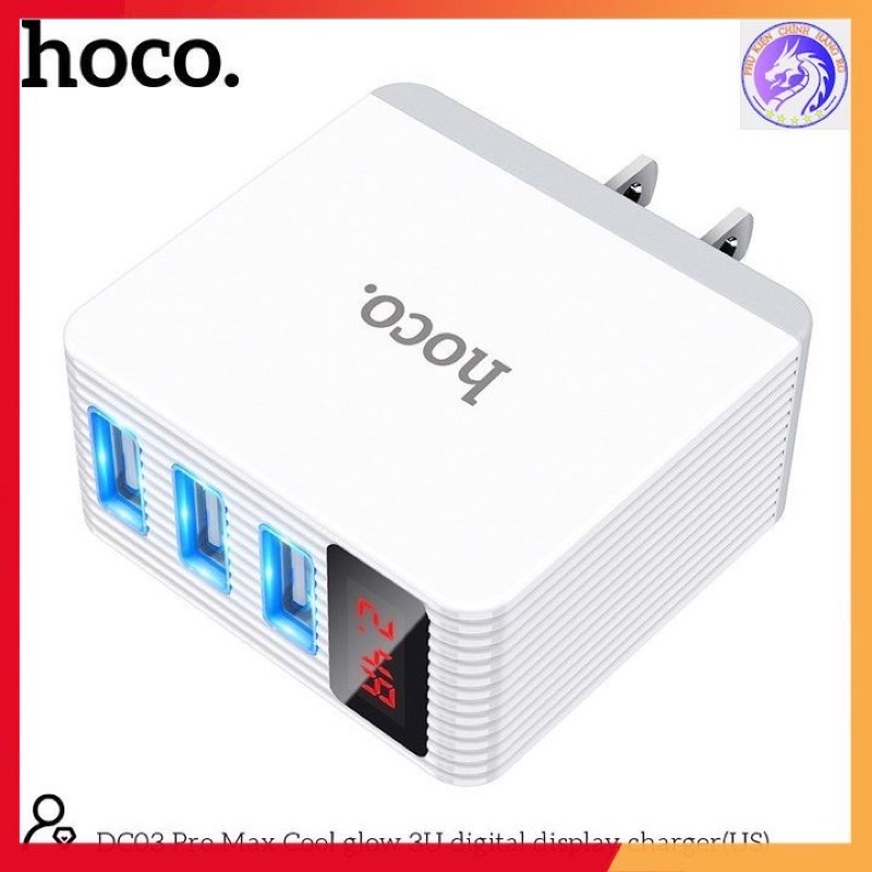 cốc sạc Hoco DC03 pro 3 cồng usb sạc nhanh 3.4a bảo hành 12 1 đồi 1