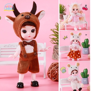 NR 17cm Mini Doll with Clothes Shoes Costume Miniature Doll Playsets for Girls Birthday Party Favors