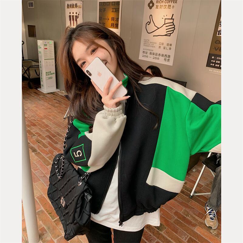 Áo Nữ Cổ Lọ Dáng Rộng Màu Sắc Tương Phản Thời Trang 77