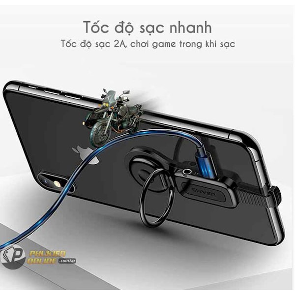 - CÁP CHUYỂN ĐỔI ADAPTER USAMS 4 IN 1 - LIGHNING có khe cắm 3.5mm.