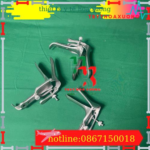 Mỏ vịt âm đạo inox loại 1 vít, 2 vít cỡ tiểu, cỡ trung dùng trong khám phụ khoa