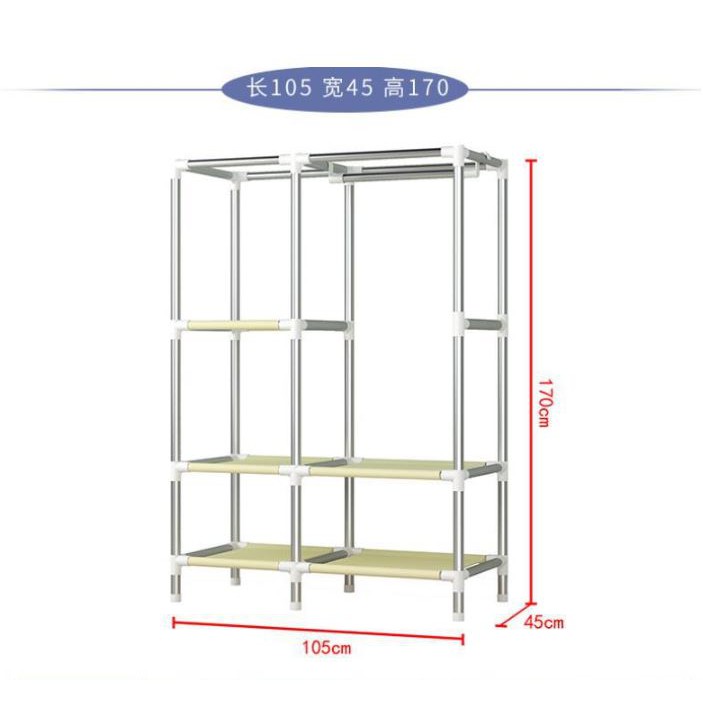 tủ đựng quần áo vải 3 buồng đựng quần áo khung thép siêu bền  titan cực chắc chắn