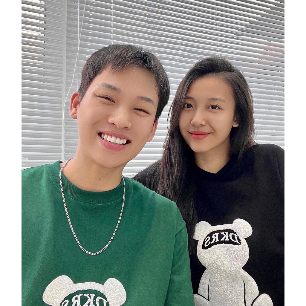 ÁO THUN NAM NỮ MÀU ĐEN_XANH HOT TREND ÁO THUN GẤU DKRS SIÊU DỄ THƯƠNG