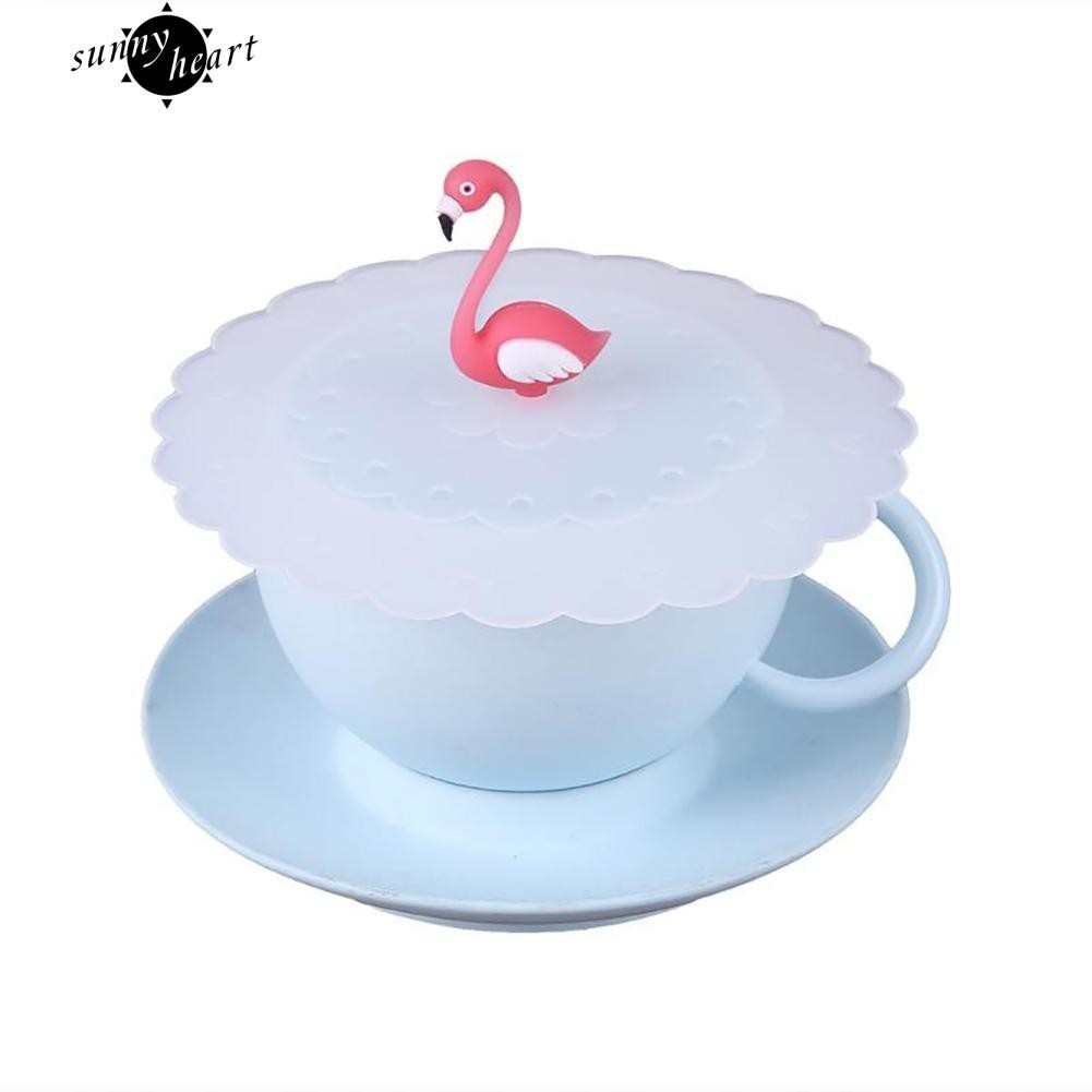 Nắp Đậy Cốc Cà Phê Chống Bụi Bằng Silicon Hình Hồng Hạc