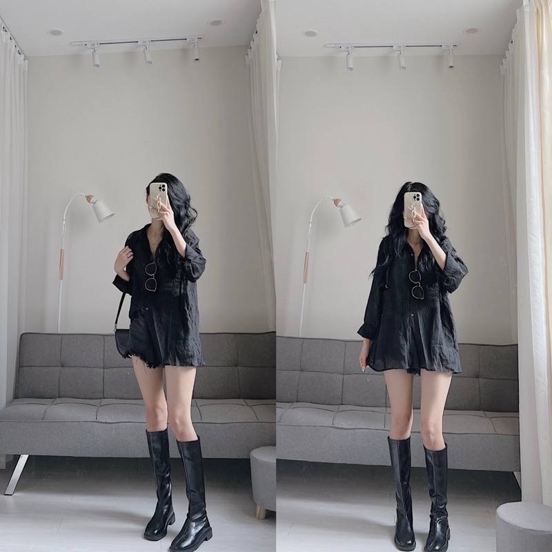 Áo sơ mi gập ly mỏng mát Samhyewear