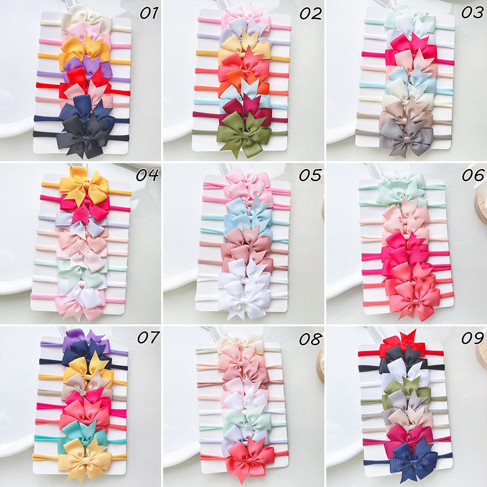 Set 8 dây buộc tóc KIDSBOWS đính nơ nhiều màu sắc cho bé gái