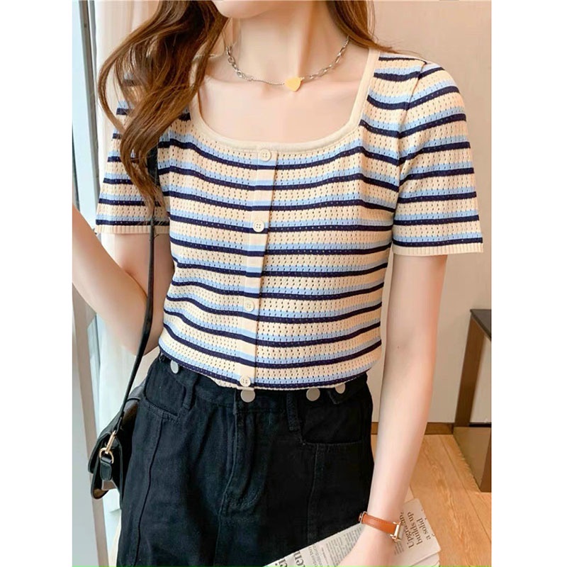 Áo Len Cộc Tay Cổ Vuông Hàng Quảng Châu M2057