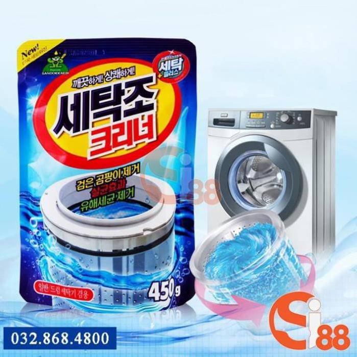Bột tẩy lồng máy giặt Hàn Quốc 450gr dùng cho cả máy giặt lồng đứng và lồng ngang - vệ sinh máy giặt GD38