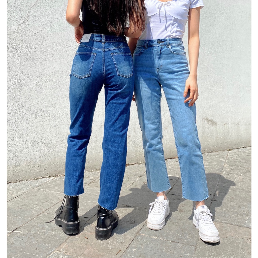 Quần jeans ống đứng cạp cao basic Mia Ritta J465 Ảnh thật
