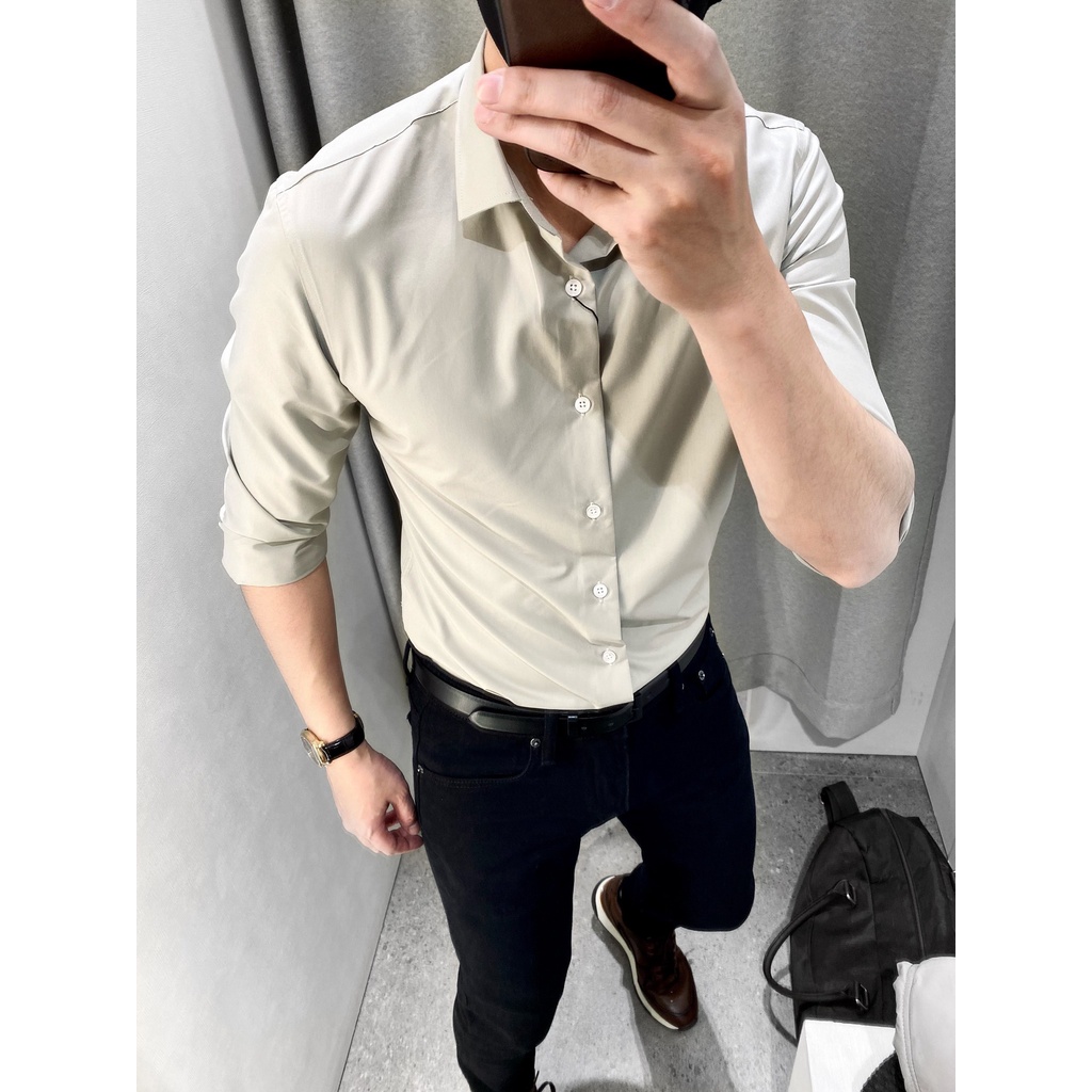 Sơ Mi Dài Tay Màu Trơn