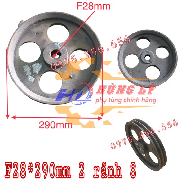 Puly 28*300mm 2 rãnh B phụ tùng máy nông nghiệp phụ tùng Hùng Lỳ