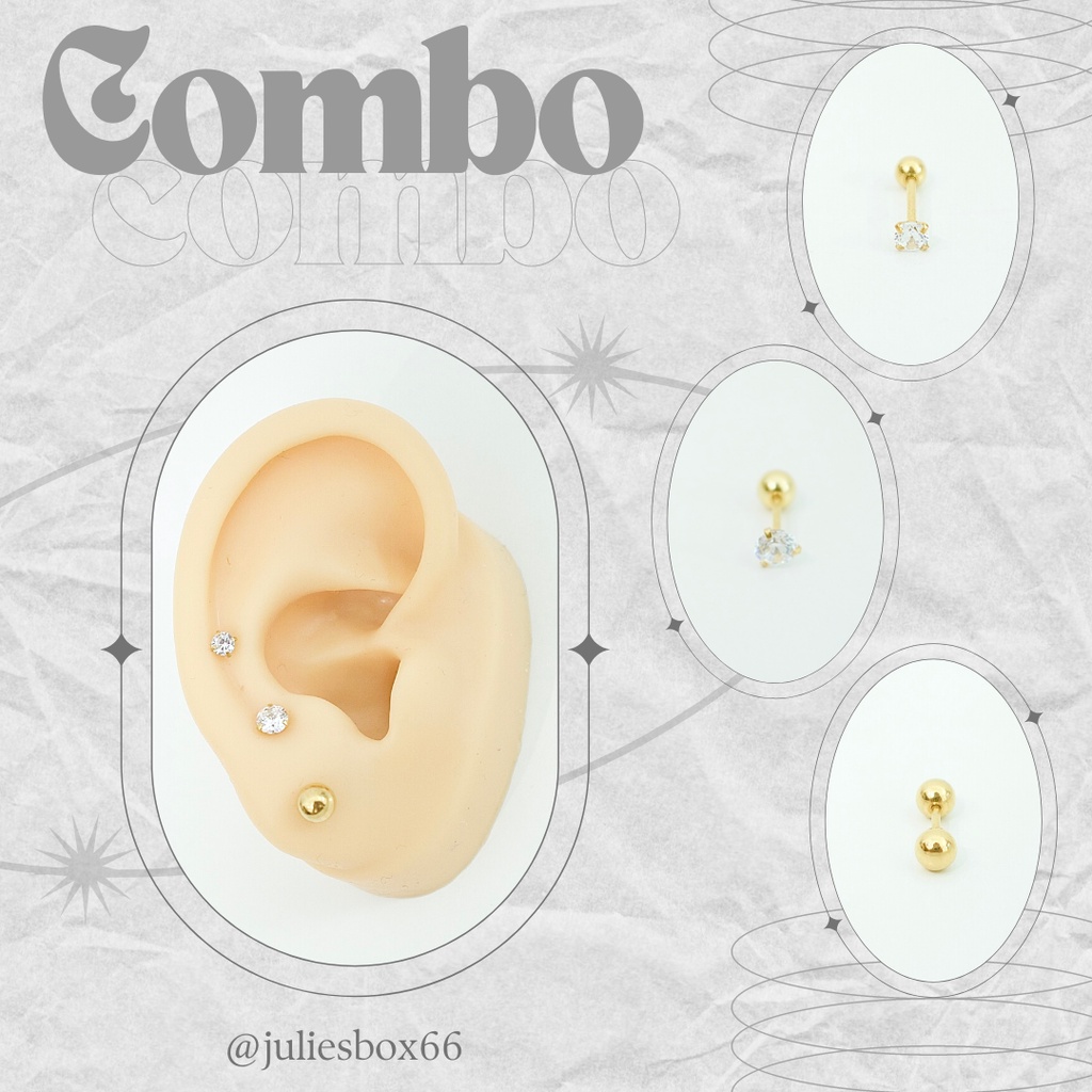 [COMBO] Tiết Kiệm 10-15K Set Khuyên Tai Nam Titan Unisex Không Đen Không Ngứa Không Gỉ Sét Không Dị Ứng julies box